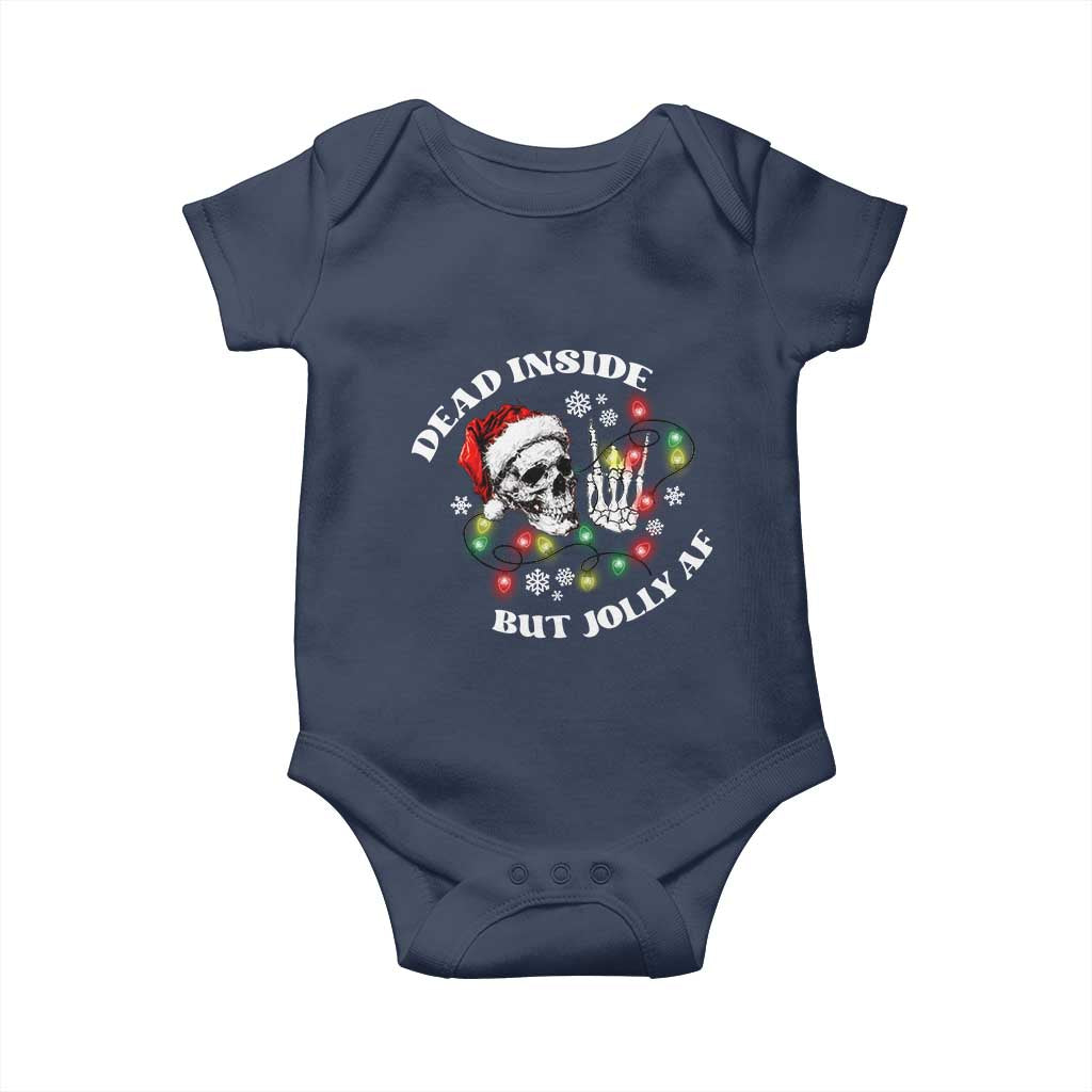 Christmas Skeleton Baby Onesie Dead Inside But Jolly AF Festive Sarcastic Snarky Skull