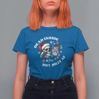 Christmas Skeleton T Shirt For Women Dead Inside But Jolly AF Festive Sarcastic Snarky Skull - Wonder Print Shop