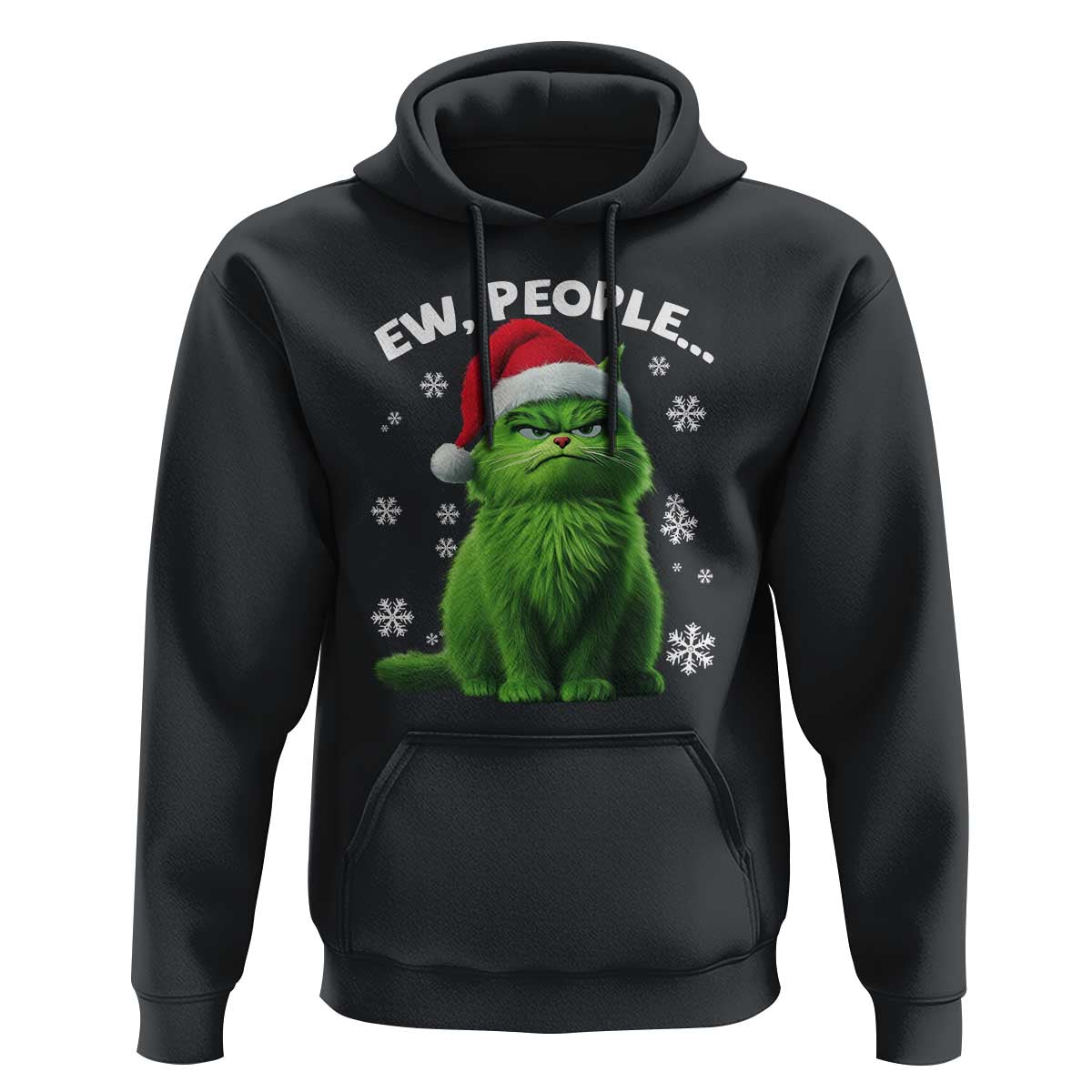 Funny Christmas Cat Hoodie Ew People Xmas Gag Gift