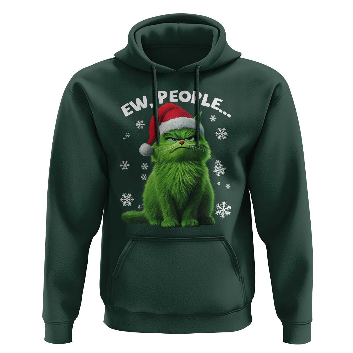Funny Christmas Cat Hoodie Ew People Xmas Gag Gift