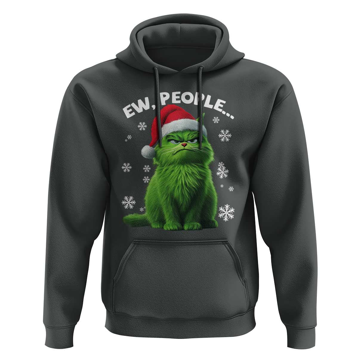 Funny Christmas Cat Hoodie Ew People Xmas Gag Gift
