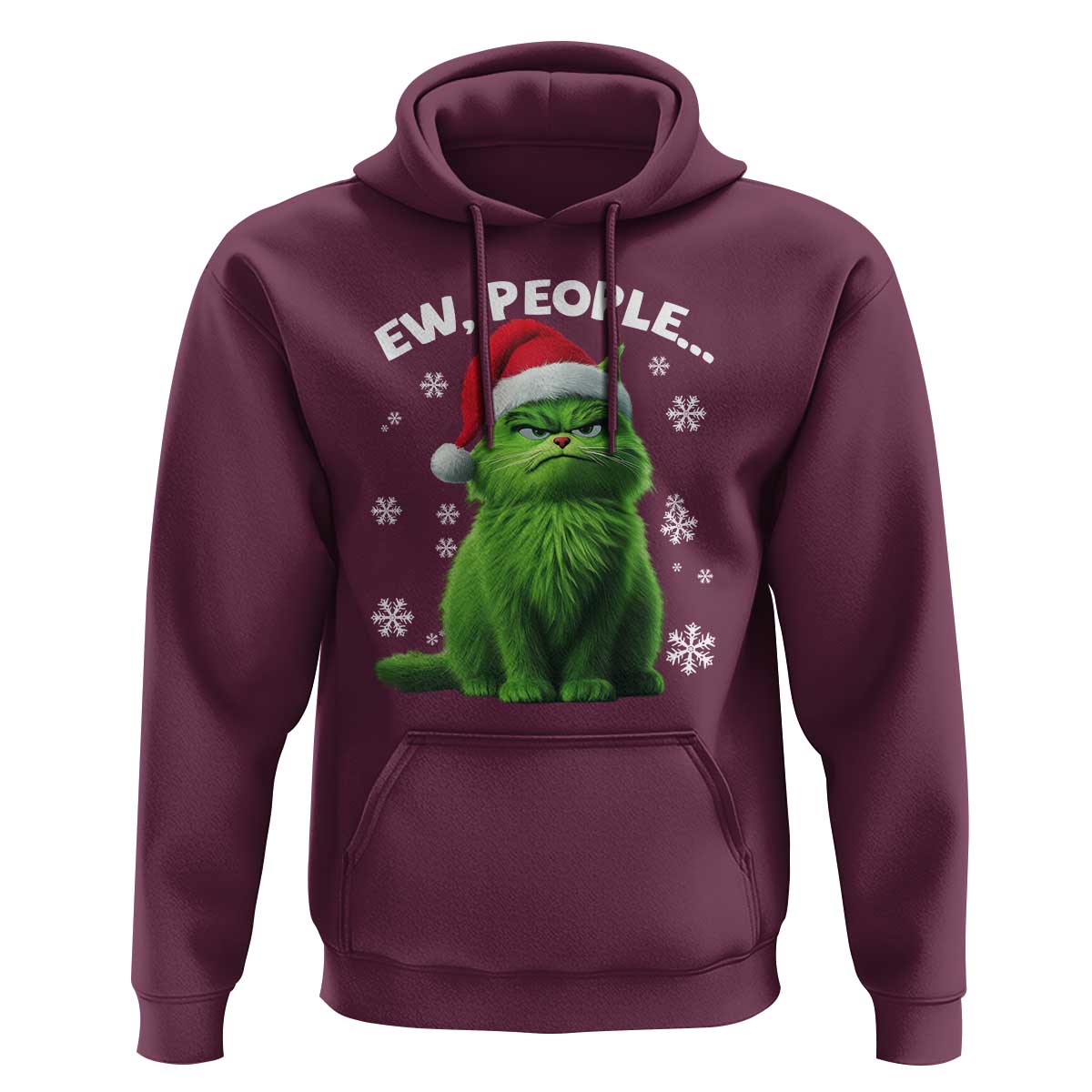 Funny Christmas Cat Hoodie Ew People Xmas Gag Gift