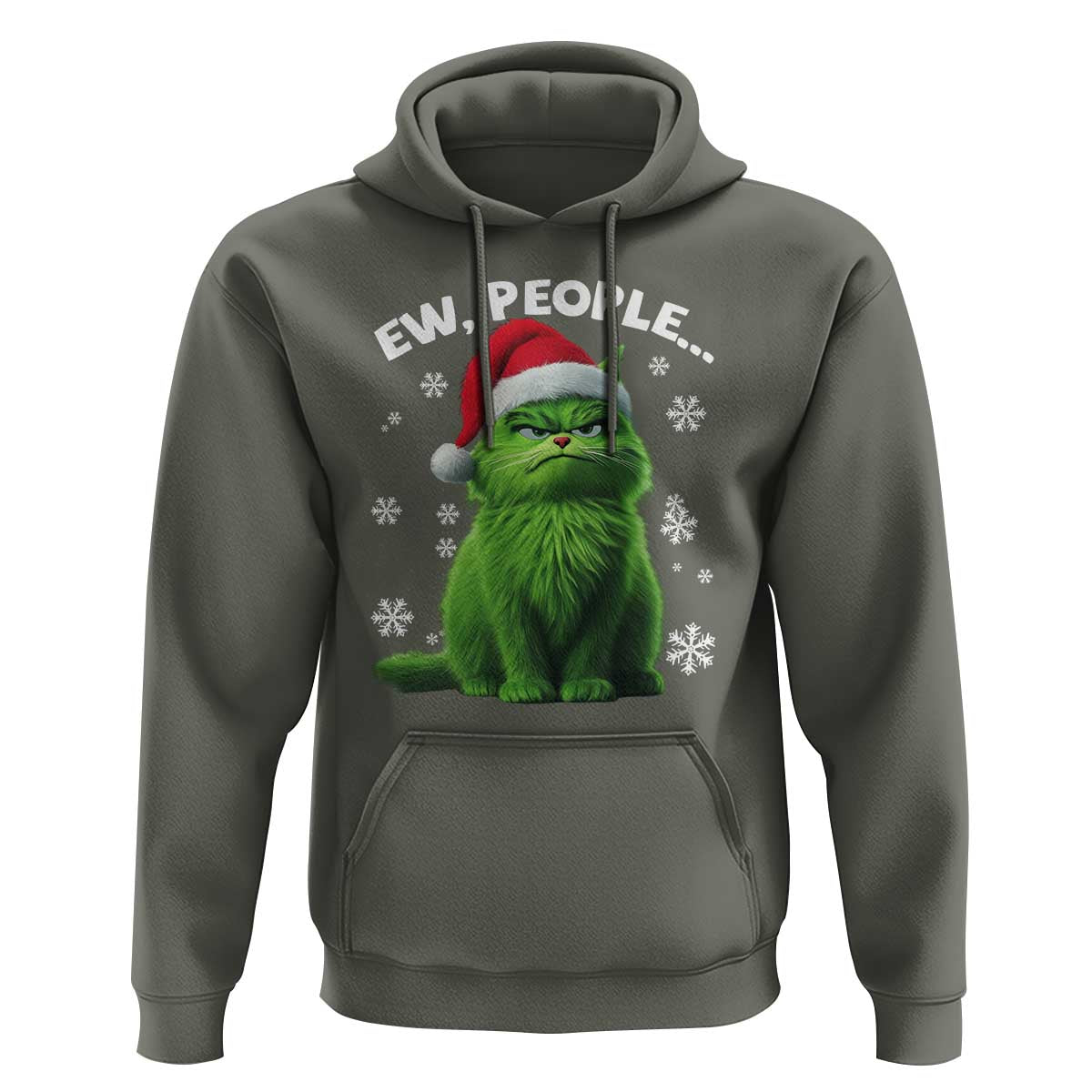 Funny Christmas Cat Hoodie Ew People Xmas Gag Gift