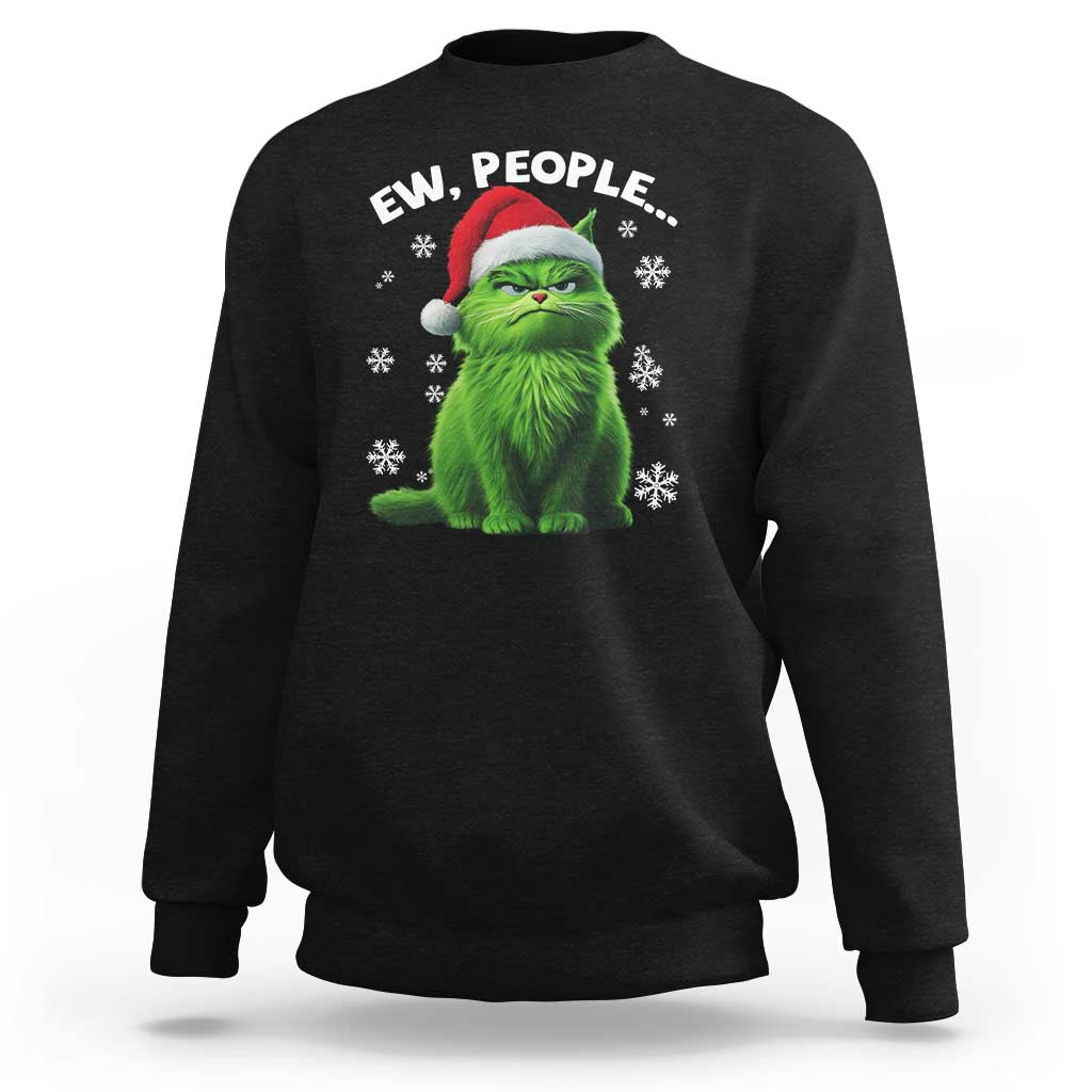 Funny Christmas Cat Sweatshirt Ew People Xmas Gag Gift - Wonder Print Shop