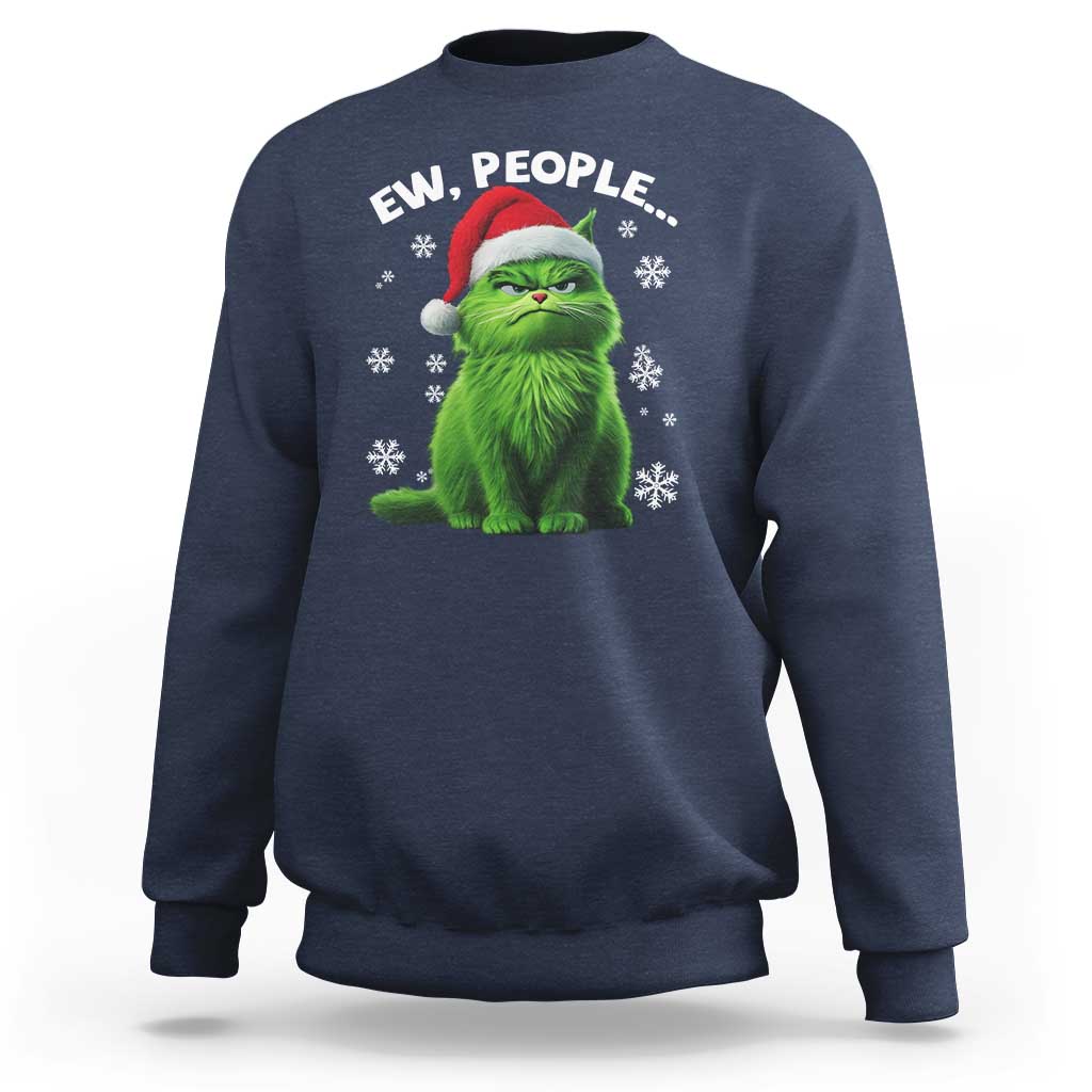 Funny Christmas Cat Sweatshirt Ew People Xmas Gag Gift - Wonder Print Shop