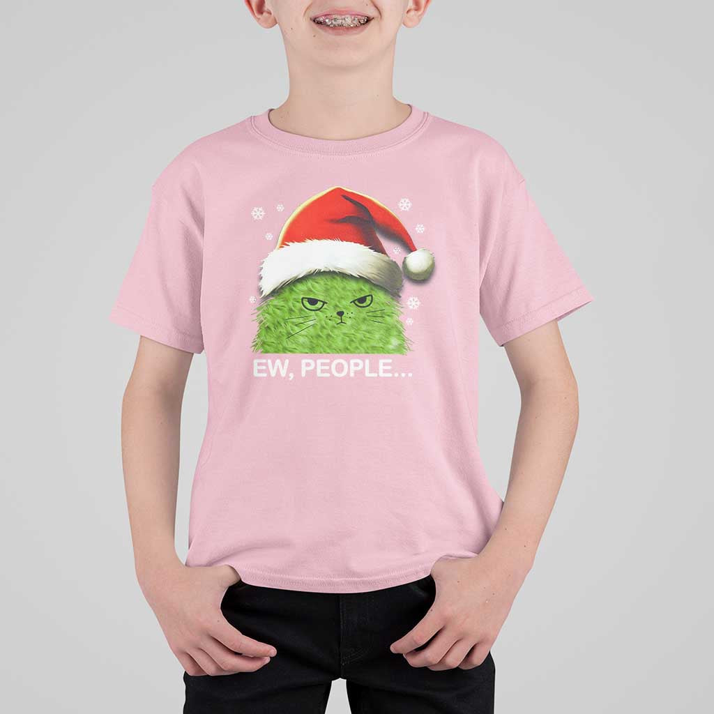 Christmas Cat T Shirt For Kid Ew People Meowy Kitten Lovers - Wonder Print Shop