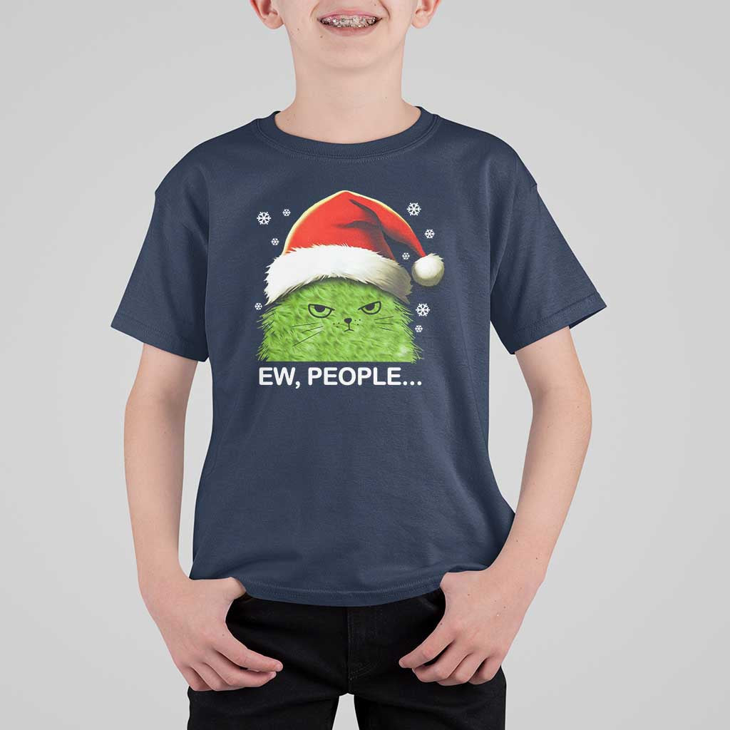Christmas Cat T Shirt For Kid Ew People Meowy Kitten Lovers - Wonder Print Shop