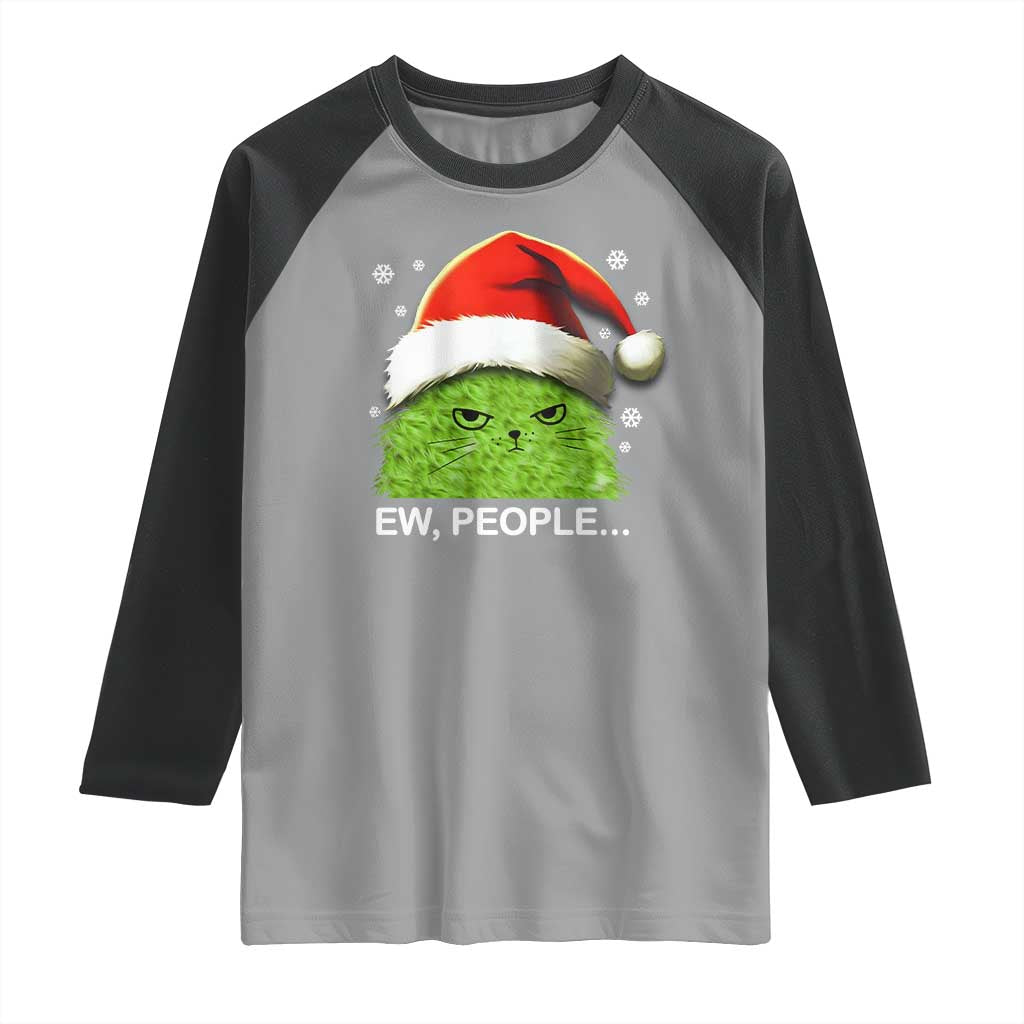 Christmas Cat Raglan Shirt Ew People Meowy Kitten Lovers