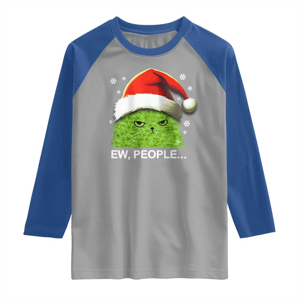 Christmas Cat Raglan Shirt Ew People Meowy Kitten Lovers