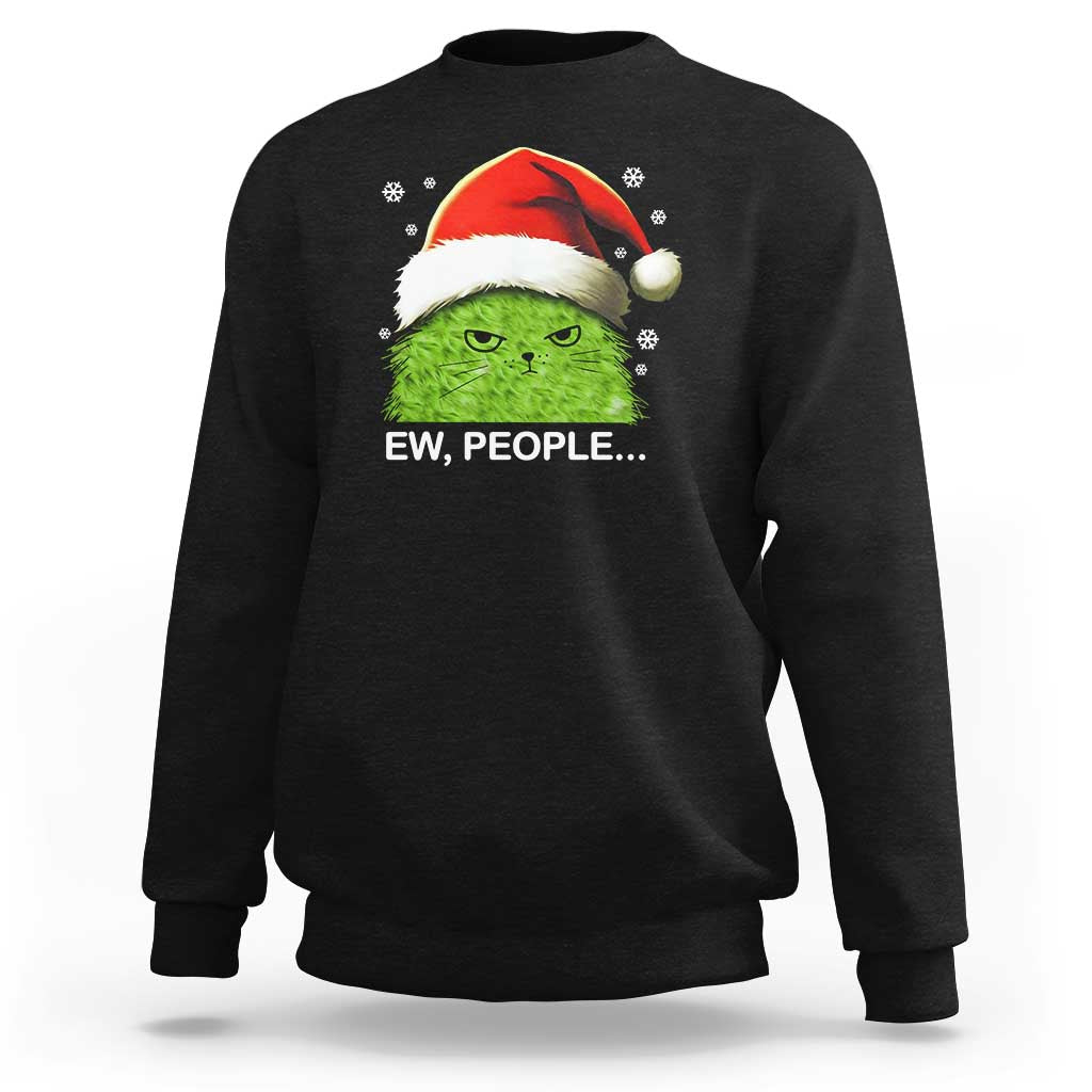 Christmas Cat Sweatshirt Ew People Meowy Kitten Lovers - Wonder Print Shop