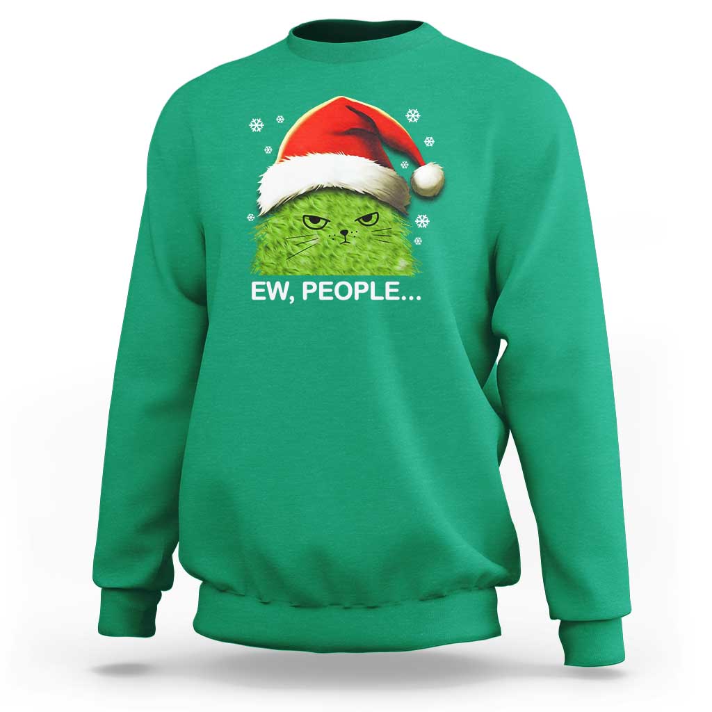 Christmas Cat Sweatshirt Ew People Meowy Kitten Lovers - Wonder Print Shop
