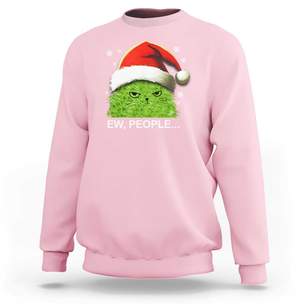 Christmas Cat Sweatshirt Ew People Meowy Kitten Lovers - Wonder Print Shop
