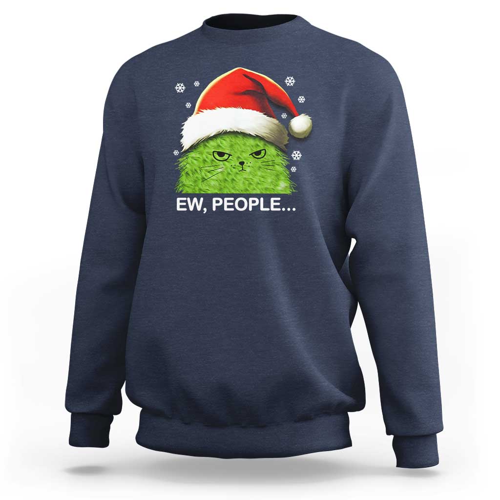 Christmas Cat Sweatshirt Ew People Meowy Kitten Lovers - Wonder Print Shop