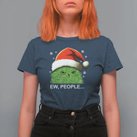 Christmas Cat T Shirt For Women Ew People Meowy Kitten Lovers - Wonder Print Shop