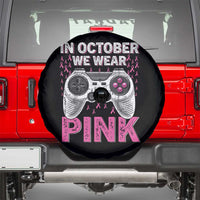 In October We Wear Pink Breast Cancer Awareness Spare Tire Cover Pink Ribbon Gaming Kids Boys Youth Video Game