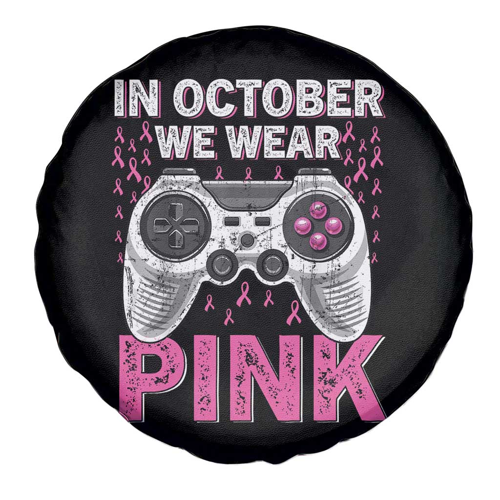 In October We Wear Pink Breast Cancer Awareness Spare Tire Cover Pink Ribbon Gaming Kids Boys Youth Video Game
