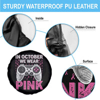 In October We Wear Pink Breast Cancer Awareness Spare Tire Cover Pink Ribbon Gaming Kids Boys Youth Video Game