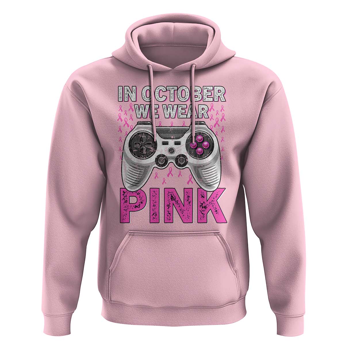 In October We Wear Pink Breast Cancer Awareness Hoodie Pink Ribbon Gaming Kids Boys Youth Video Game