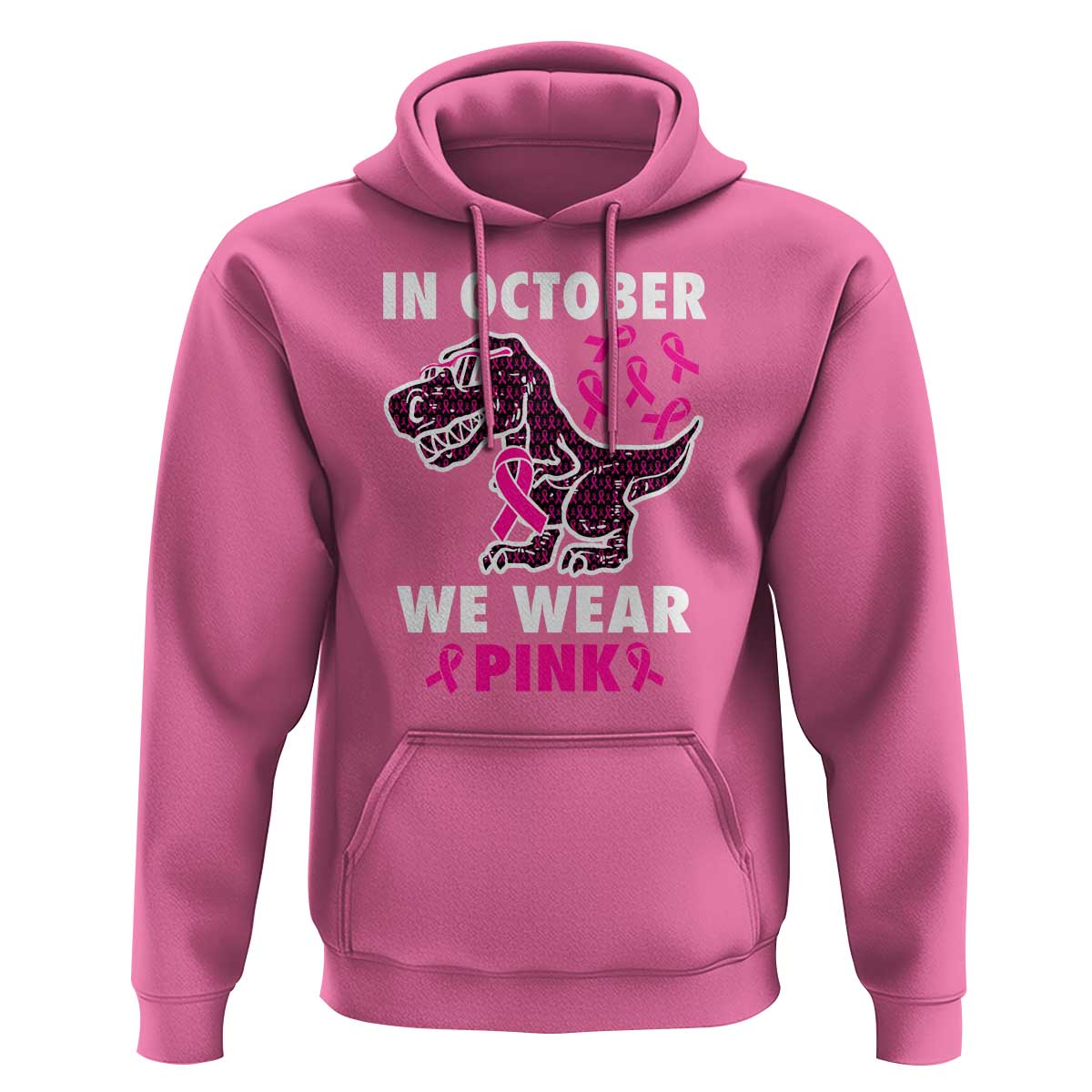 In October We Wear Pink Breast Cancer Awareness Toddler Kids Hoodie Pink Ribbon