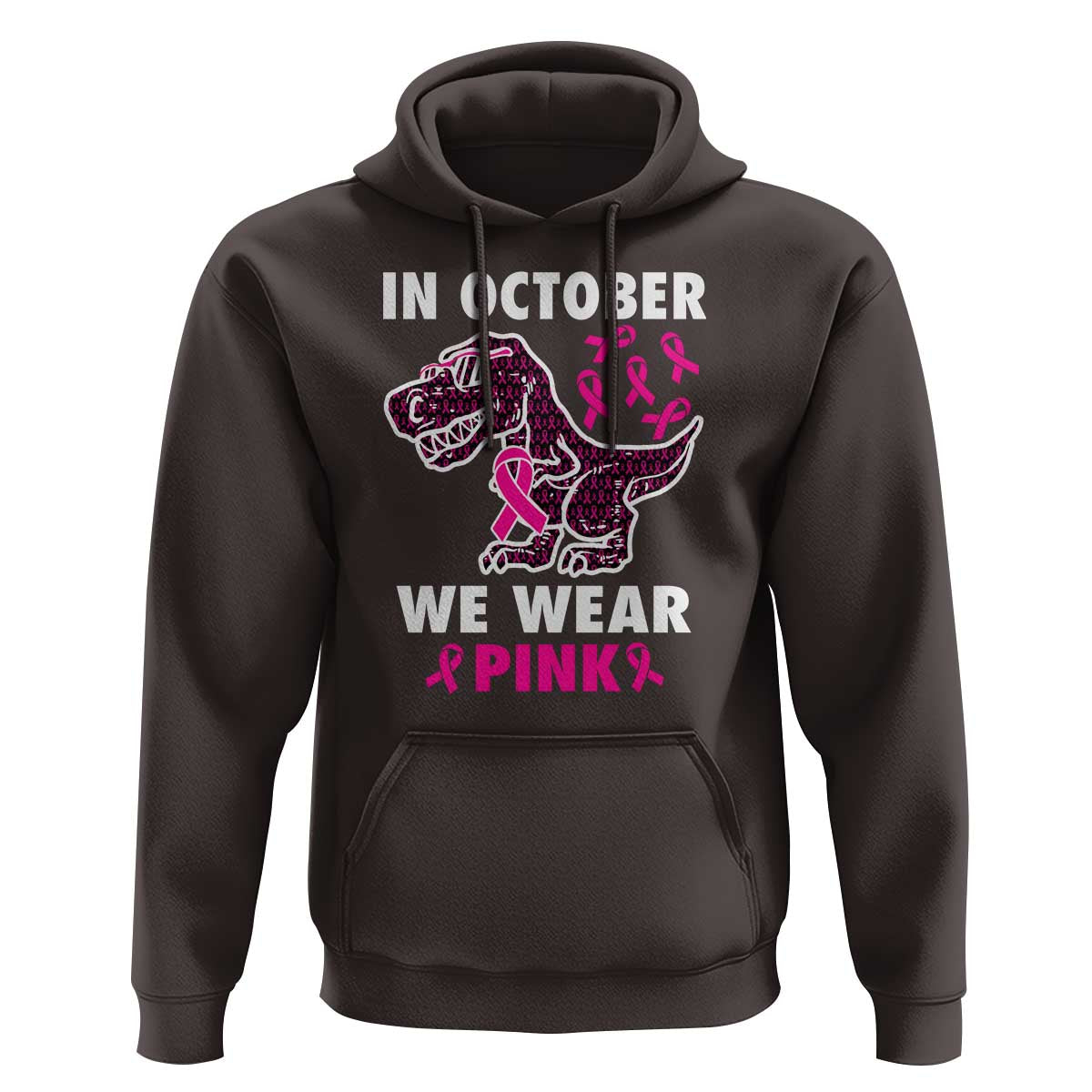 In October We Wear Pink Breast Cancer Awareness Toddler Kids Hoodie Pink Ribbon