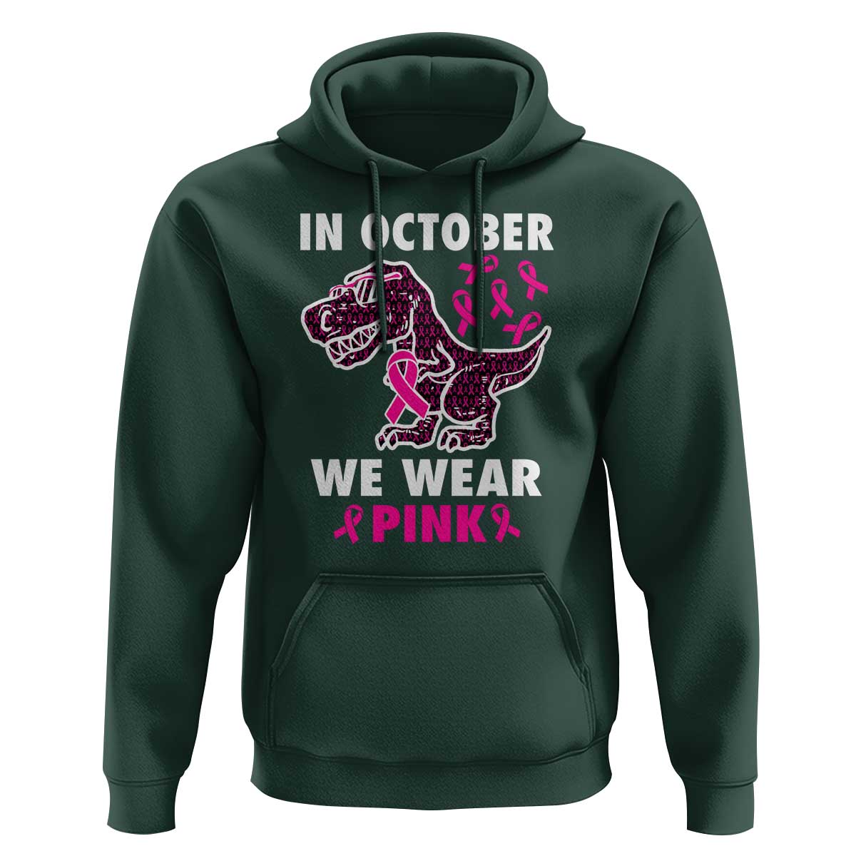In October We Wear Pink Breast Cancer Awareness Toddler Kids Hoodie Pink Ribbon