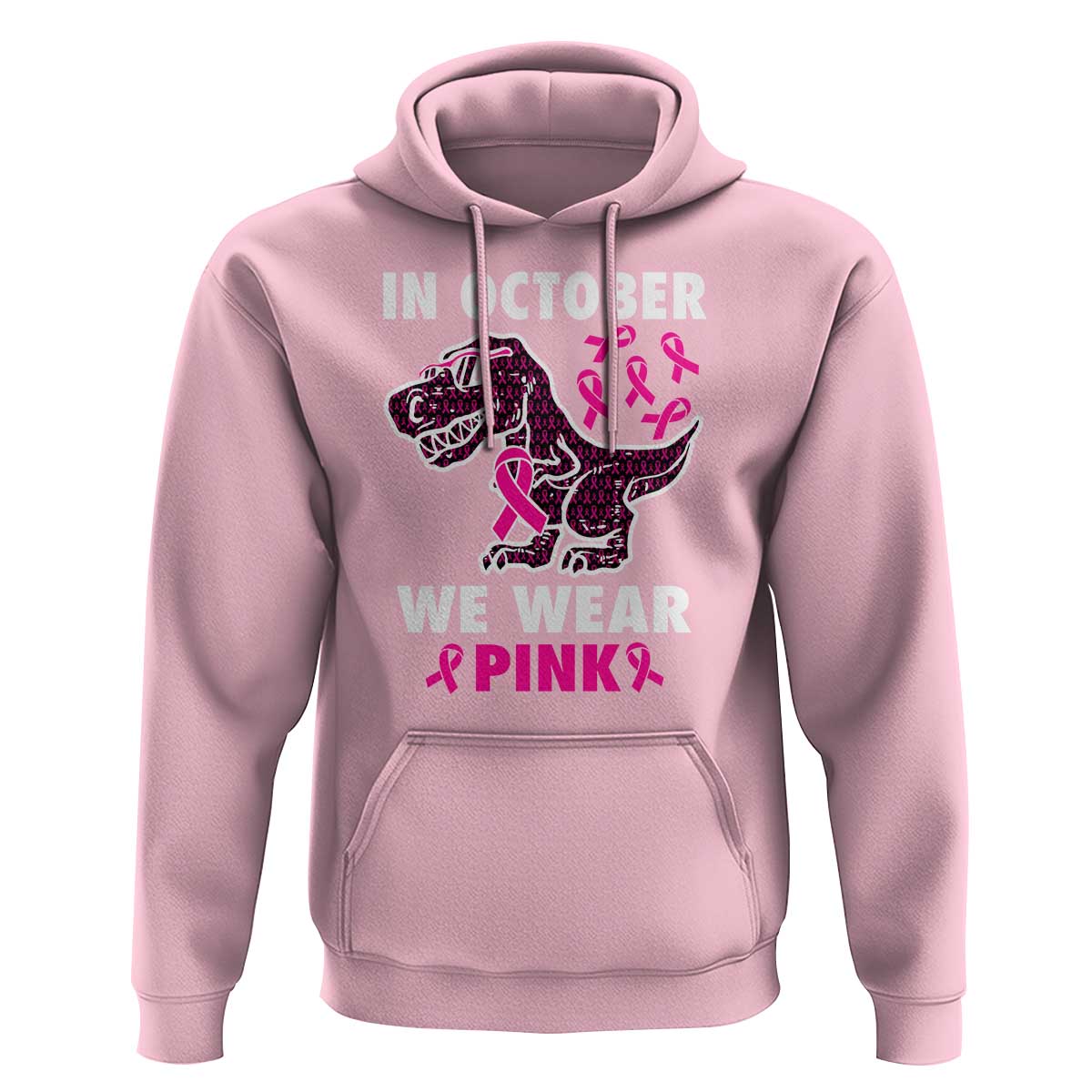In October We Wear Pink Breast Cancer Awareness Toddler Kids Hoodie Pink Ribbon