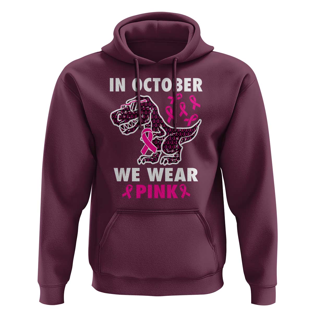 In October We Wear Pink Breast Cancer Awareness Toddler Kids Hoodie Pink Ribbon