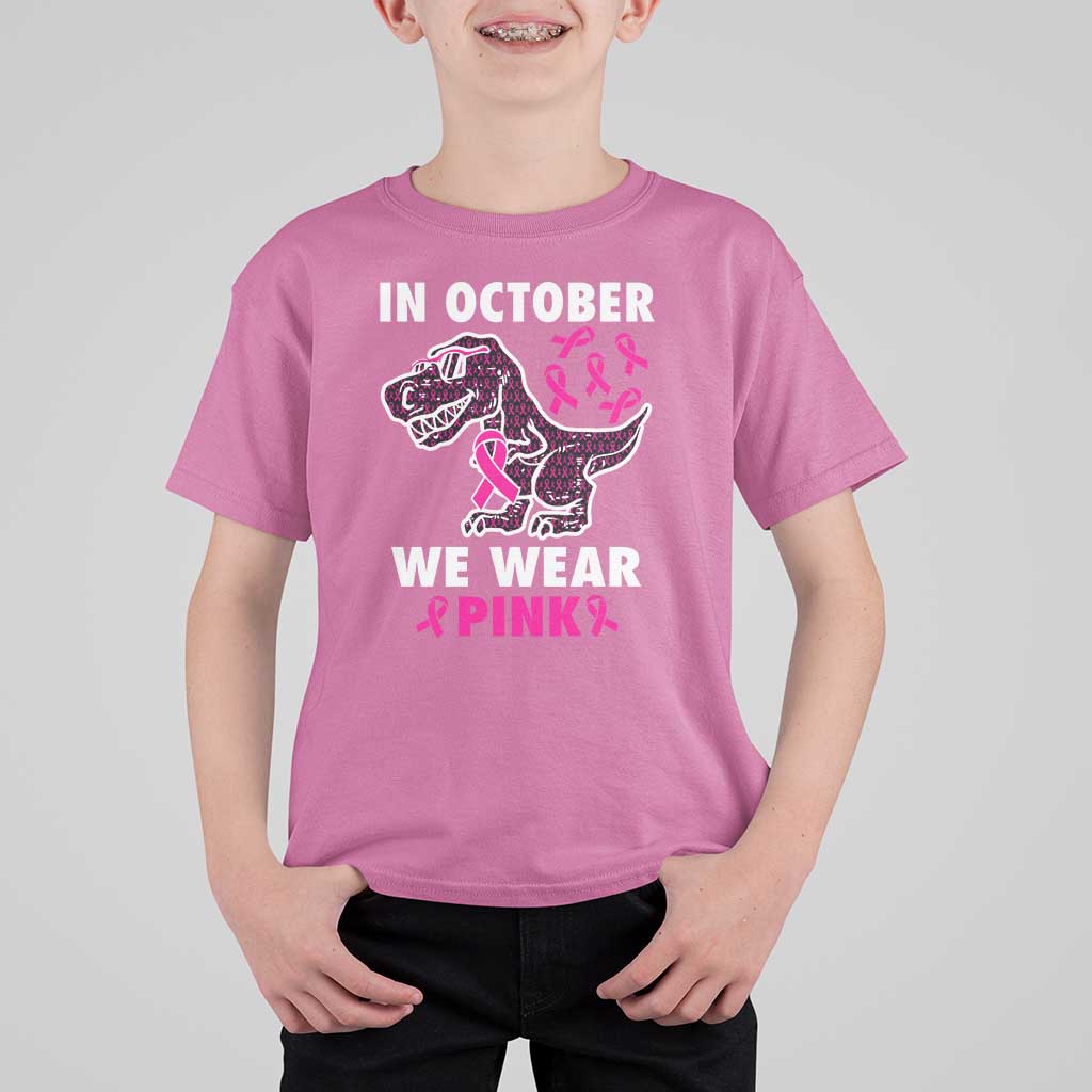 In October We Wear Pink Breast Cancer Awareness Toddler Kids T Shirt For Kid Pink Ribbon - Wonder Print Shop