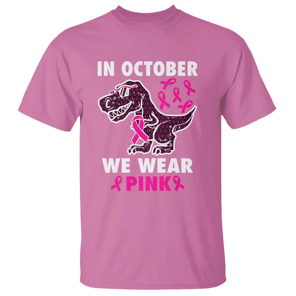 In October We Wear Pink Breast Cancer Awareness Toddler Kids T Shirt Pink Ribbon - Wonder Print Shop