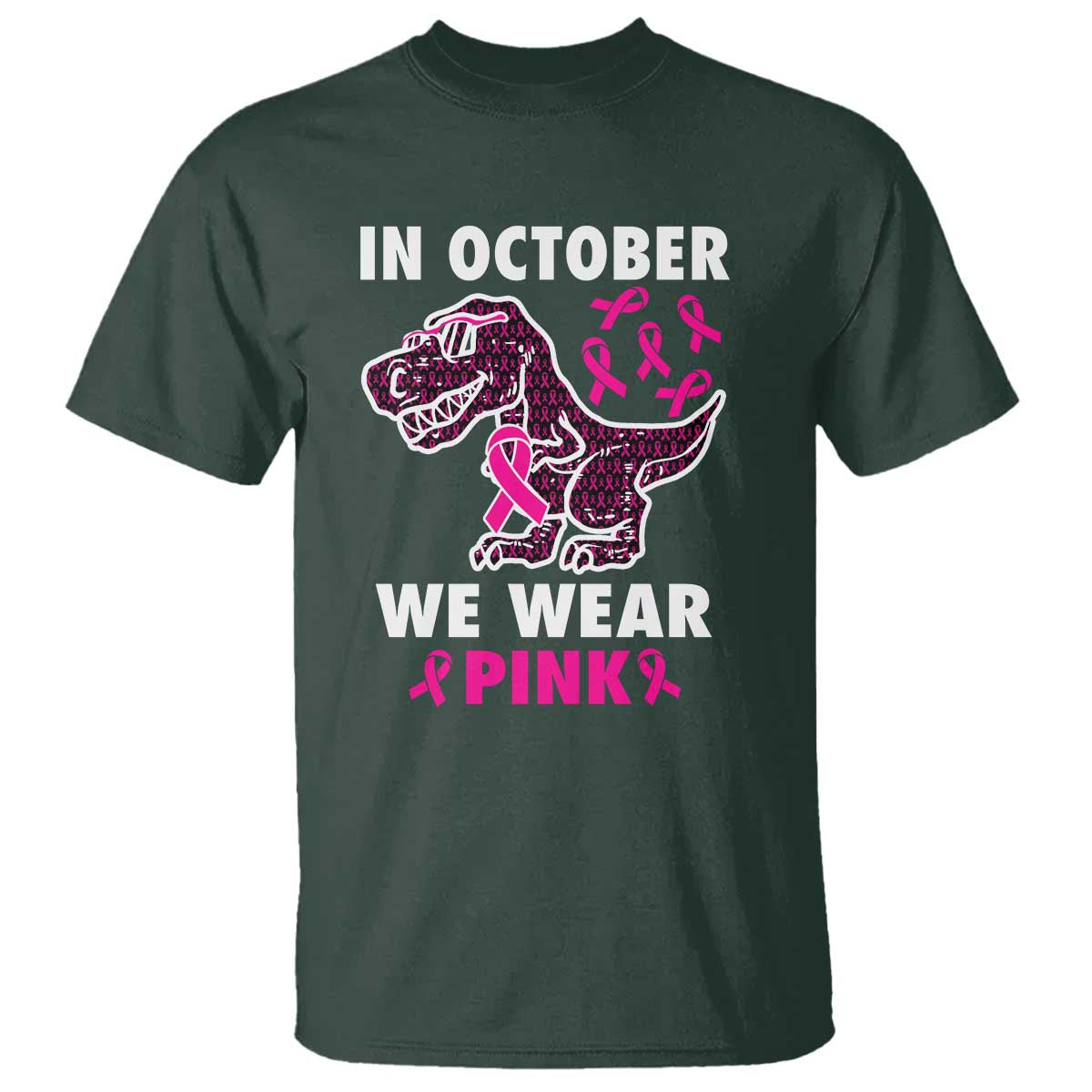 In October We Wear Pink Breast Cancer Awareness Toddler Kids T Shirt Pink Ribbon - Wonder Print Shop