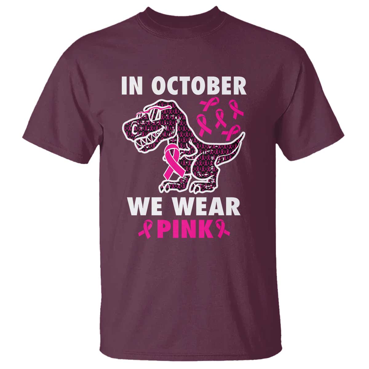 In October We Wear Pink Breast Cancer Awareness Toddler Kids T Shirt Pink Ribbon - Wonder Print Shop