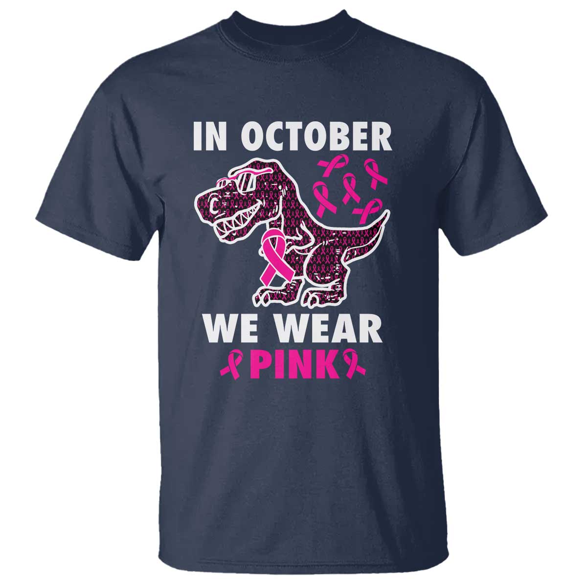 In October We Wear Pink Breast Cancer Awareness Toddler Kids T Shirt Pink Ribbon - Wonder Print Shop