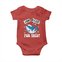 Funny Christmas Baby Onesie Sharkmas Shark Lights Red Santa Hat Jaw Ready For This