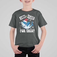 Funny Christmas T Shirt For Kid Sharkmas Shark Lights Red Santa Hat Jaw Ready For This - Wonder Print Shop