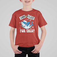 Funny Christmas T Shirt For Kid Sharkmas Shark Lights Red Santa Hat Jaw Ready For This - Wonder Print Shop