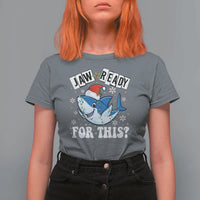 Funny Christmas T Shirt For Women Sharkmas Shark Lights Red Santa Hat Jaw Ready For This - Wonder Print Shop