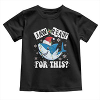 Funny Christmas Toddler T Shirt Sharkmas Shark Lights Red Santa Hat Jaw Ready For This