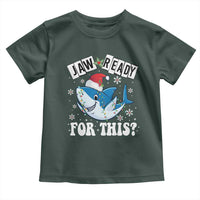 Funny Christmas Toddler T Shirt Sharkmas Shark Lights Red Santa Hat Jaw Ready For This