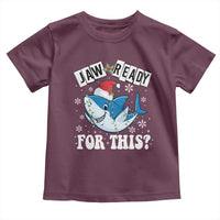 Funny Christmas Toddler T Shirt Sharkmas Shark Lights Red Santa Hat Jaw Ready For This