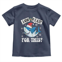 Funny Christmas Toddler T Shirt Sharkmas Shark Lights Red Santa Hat Jaw Ready For This