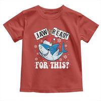 Funny Christmas Toddler T Shirt Sharkmas Shark Lights Red Santa Hat Jaw Ready For This