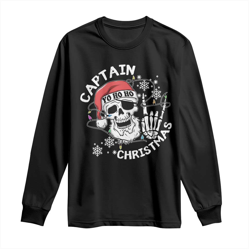 Pirate Christmas Long Sleeve Shirt Skull Skeleton Lights Pirates Caribbean Cruise