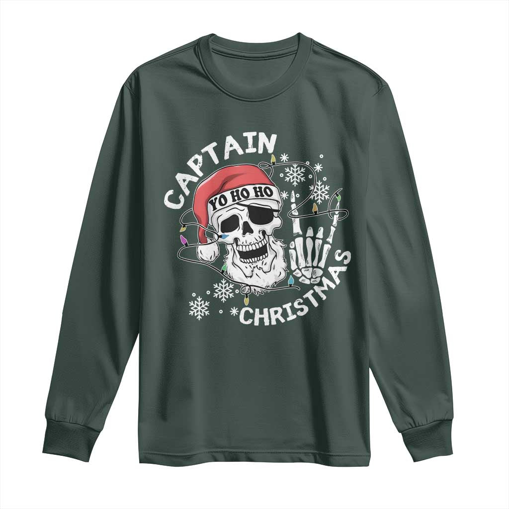 Pirate Christmas Long Sleeve Shirt Skull Skeleton Lights Pirates Caribbean Cruise
