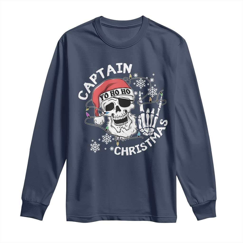 Pirate Christmas Long Sleeve Shirt Skull Skeleton Lights Pirates Caribbean Cruise