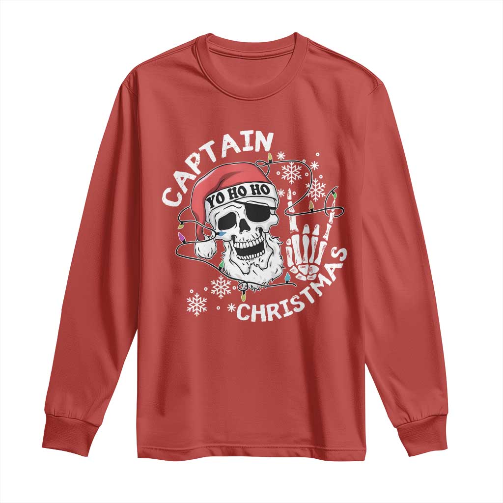 Pirate Christmas Long Sleeve Shirt Skull Skeleton Lights Pirates Caribbean Cruise
