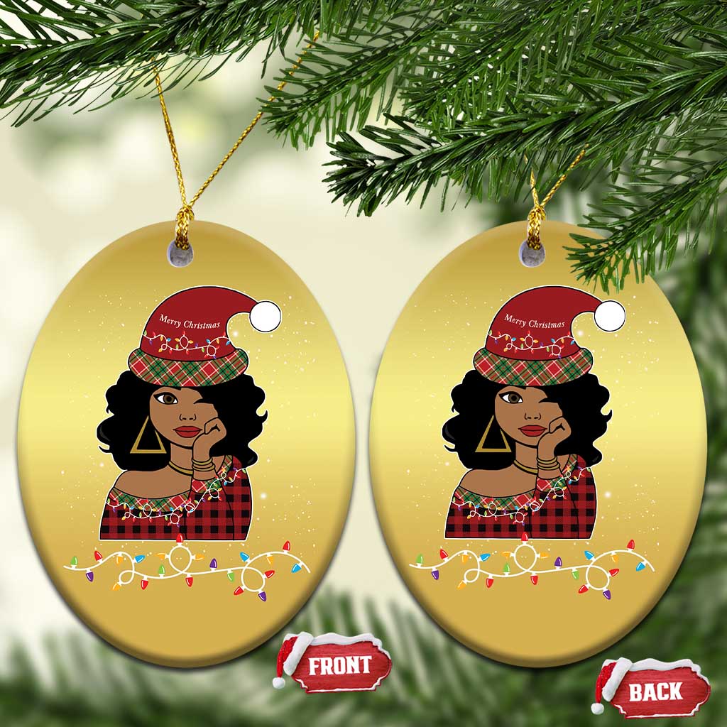 Black Santa African American Xmas Christmas Ornament Sassy Afro Queen Black Woman - Wonder Print Shop