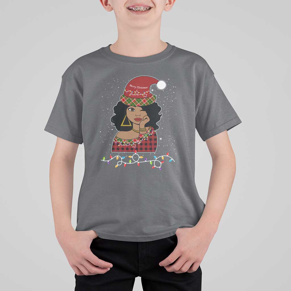 Black Santa African American Christmas T Shirt For Kid Sassy Afro Queen Black Woman - Wonder Print Shop