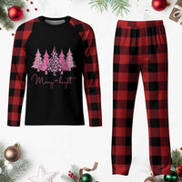 Christmas Pink Plaid Pajama Set Leopard Print Trees - Wonder Print Shop