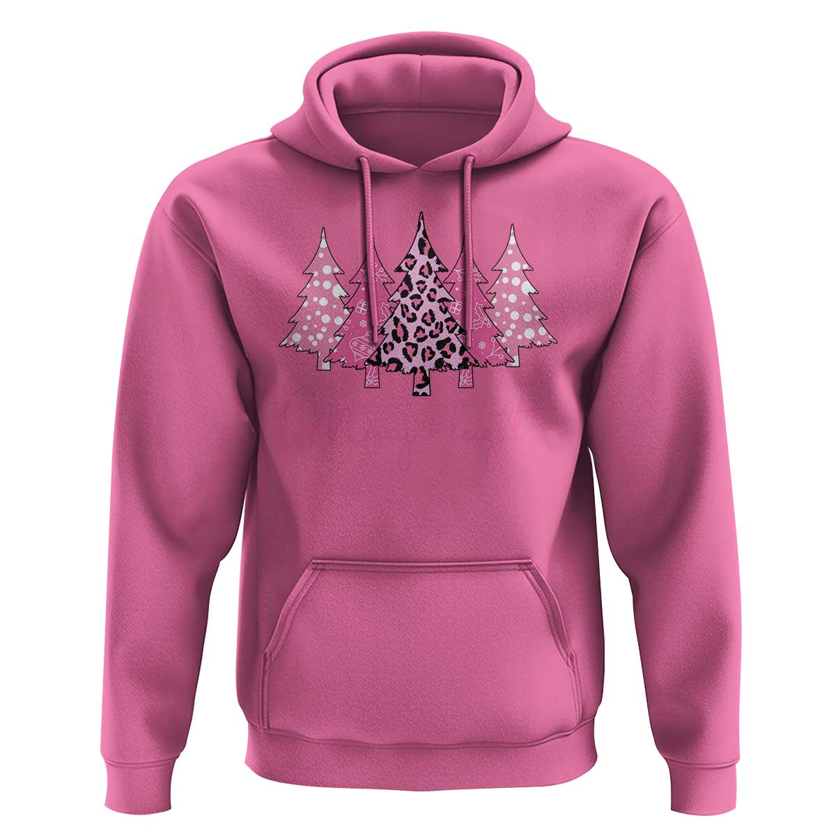 Christmas Pink Hoodie Leopard Print Trees