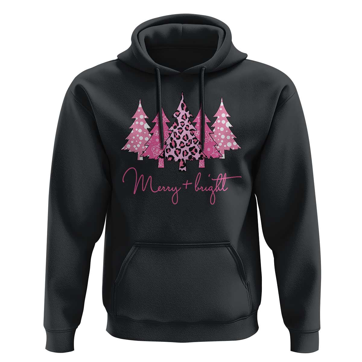 Christmas Pink Hoodie Leopard Print Trees